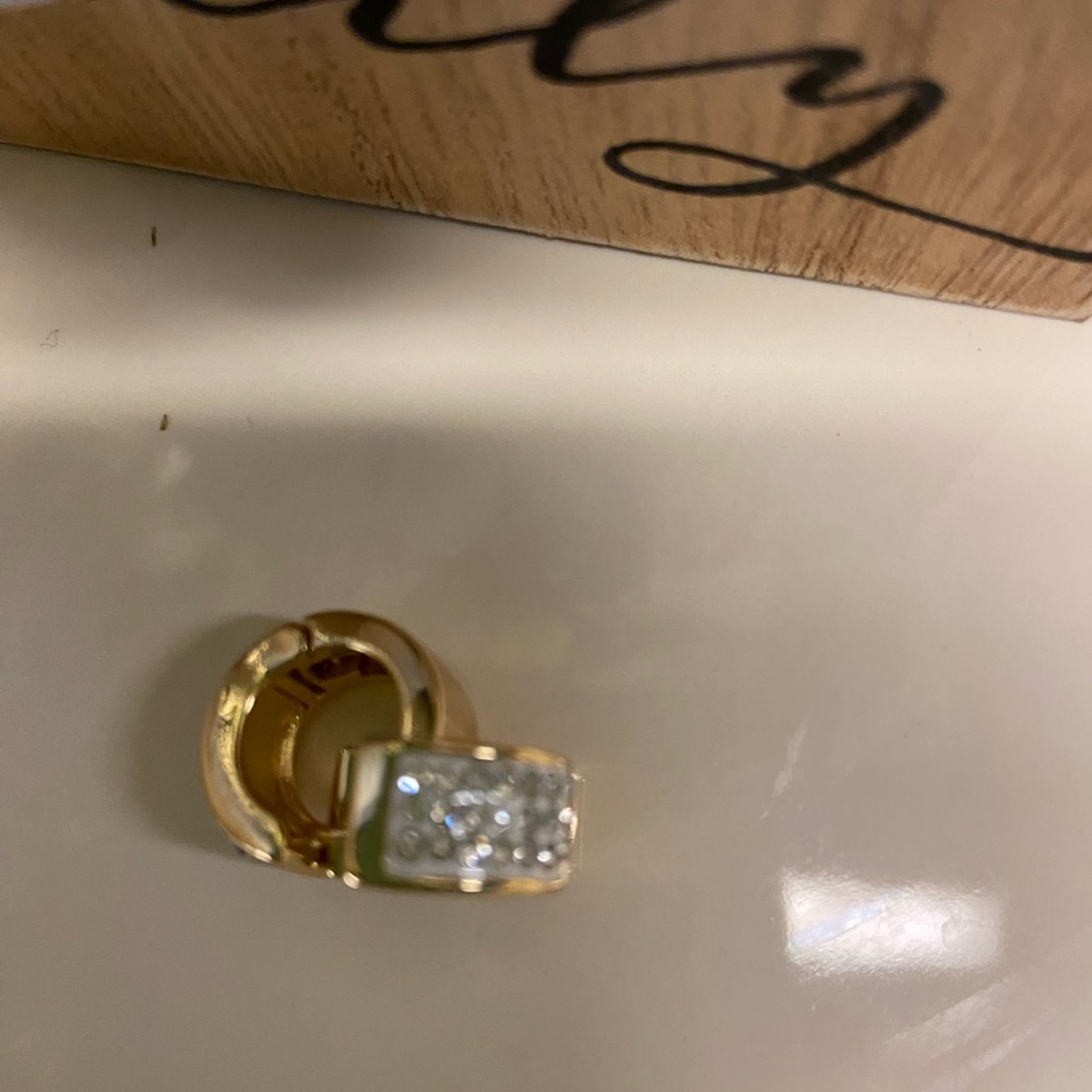 Goldtone Crystal Huggie Hoop Earrings